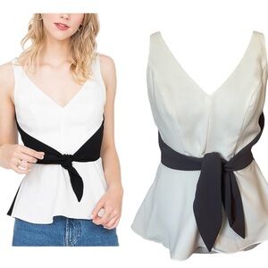 NWT Amanda Uprichard Charter Contrast Top Gray White Size Small